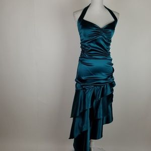 Blondie Nites Teal Assymetrical Formal Dress